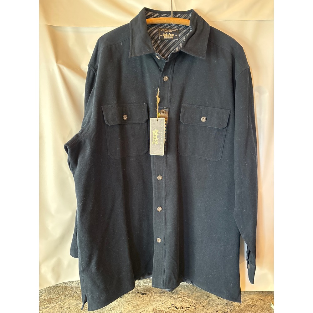 Levi Strauss & Co. Navy Blue Button Down‎ Shirt Jacket Flannel XLarge